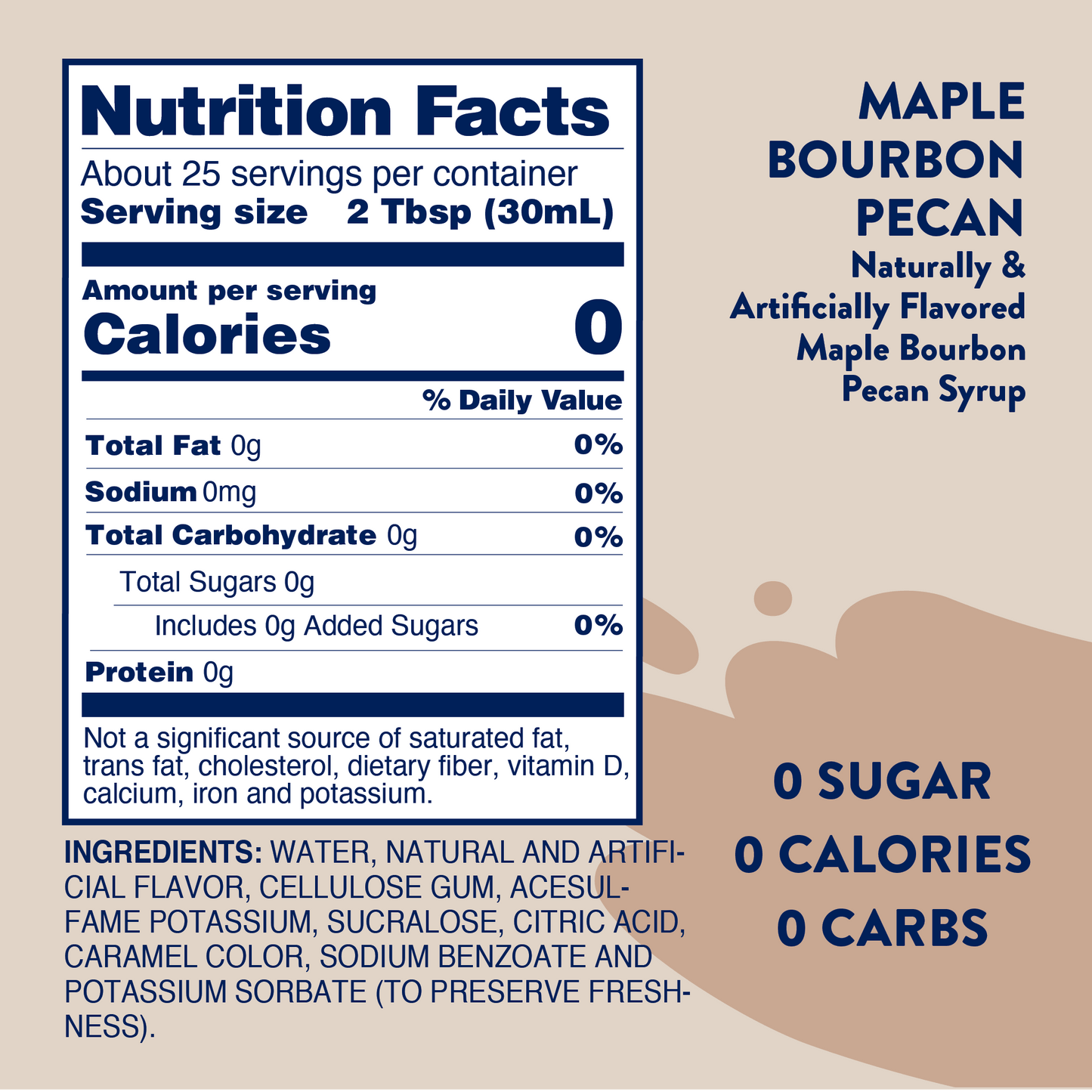 Jordan's Skinny Mixes - Sugar Free Maple Bourbon Pecan Syrup