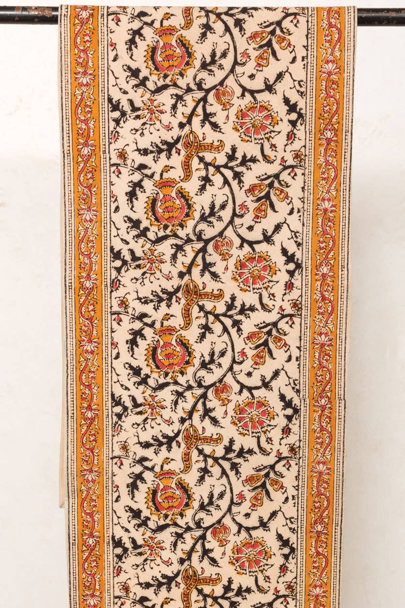 Sevya Handmade - Gold & Rose Kalamkari Table Runner