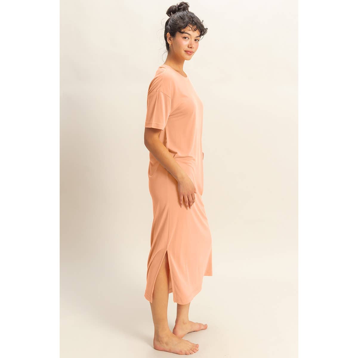HYFVE - DZ23A961-Side Slit T-Shirt Midi Dress