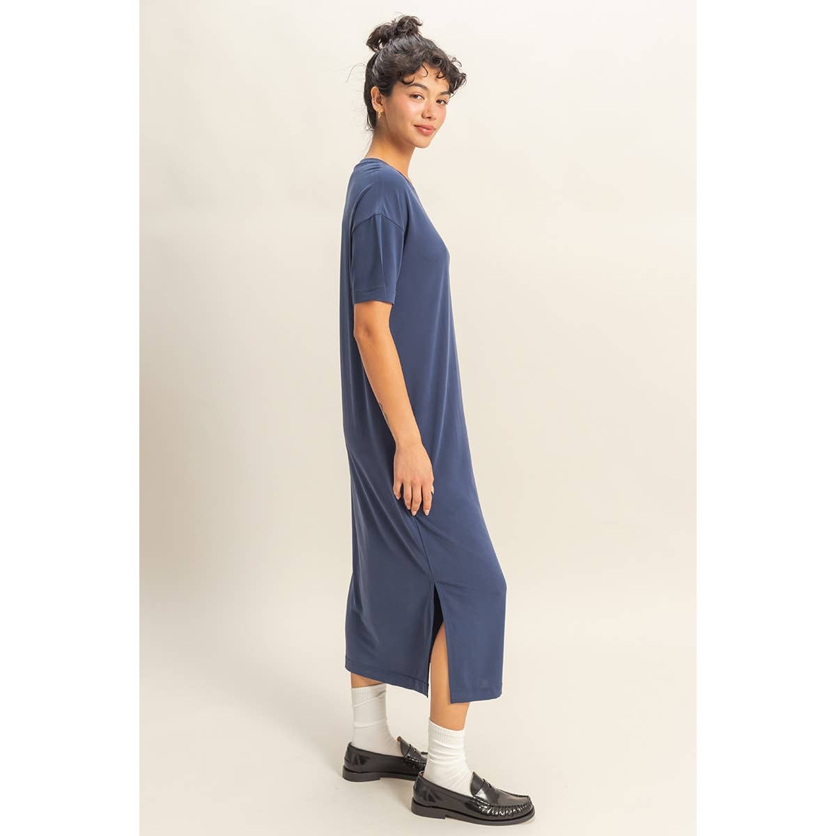 HYFVE - DZ23A961-Side Slit T-Shirt Midi Dress