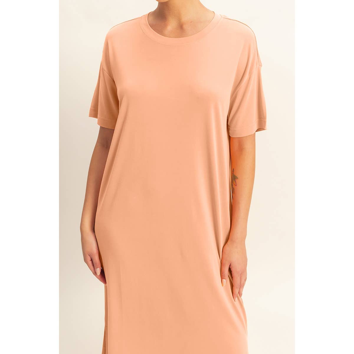 HYFVE - DZ23A961-Side Slit T-Shirt Midi Dress