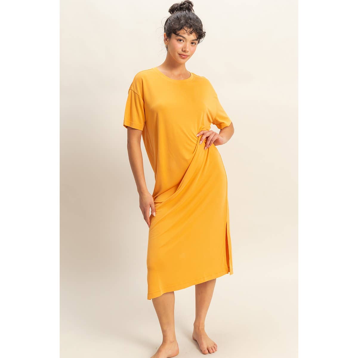 HYFVE - DZ23A961-Side Slit T-Shirt Midi Dress