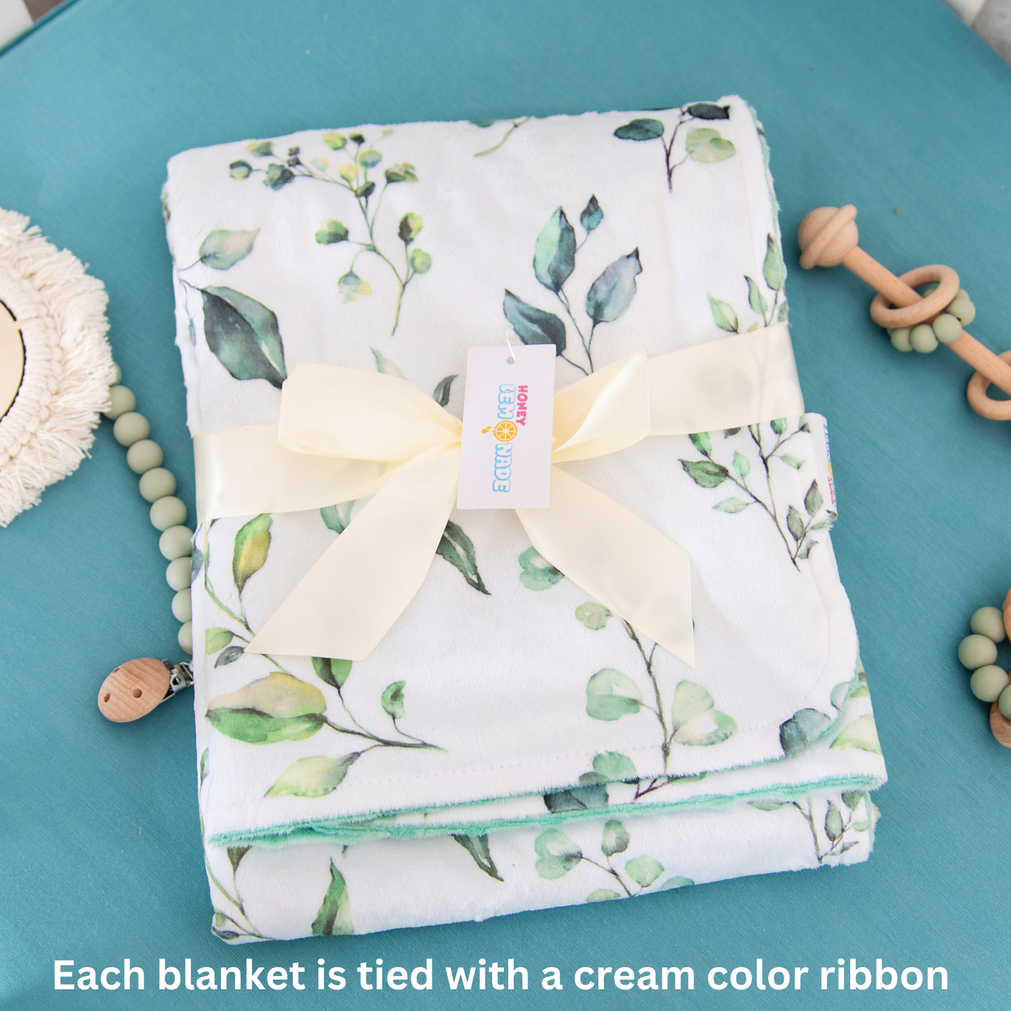 Honey Lemonade - Premium Baby & Toddler Minky Blanket - Eucalyptus Greenery