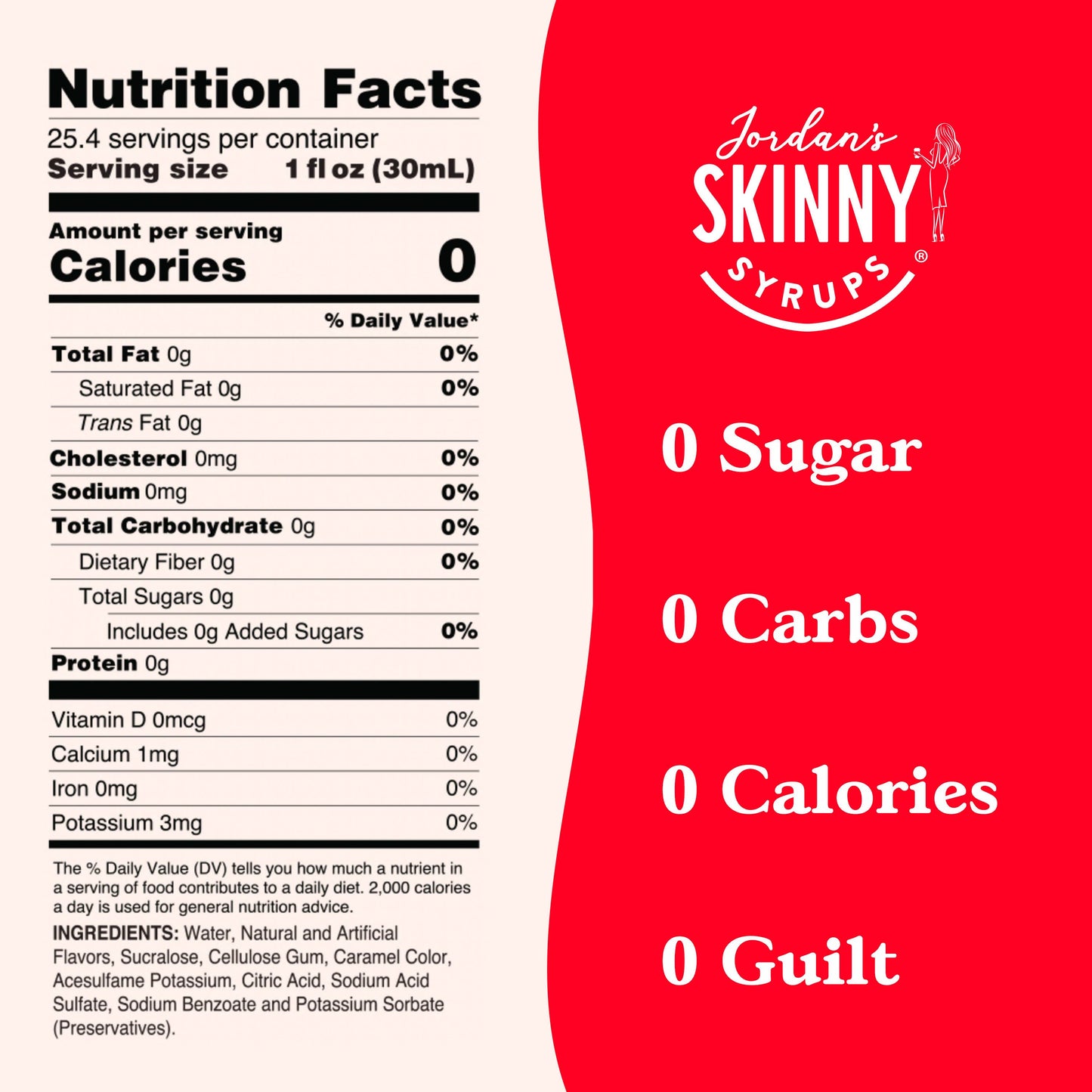 Jordan's Skinny Mixes - Sugar Free Raspberry Syrup