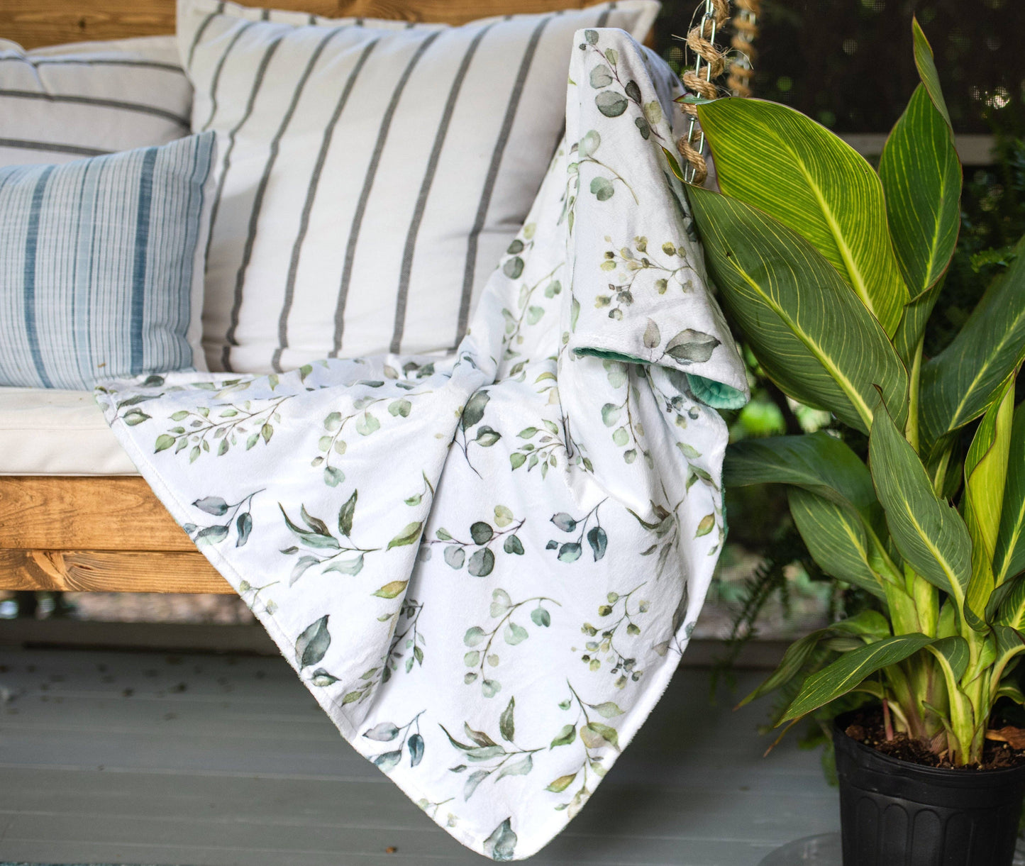 Honey Lemonade - Premium Baby & Toddler Minky Blanket - Eucalyptus Greenery