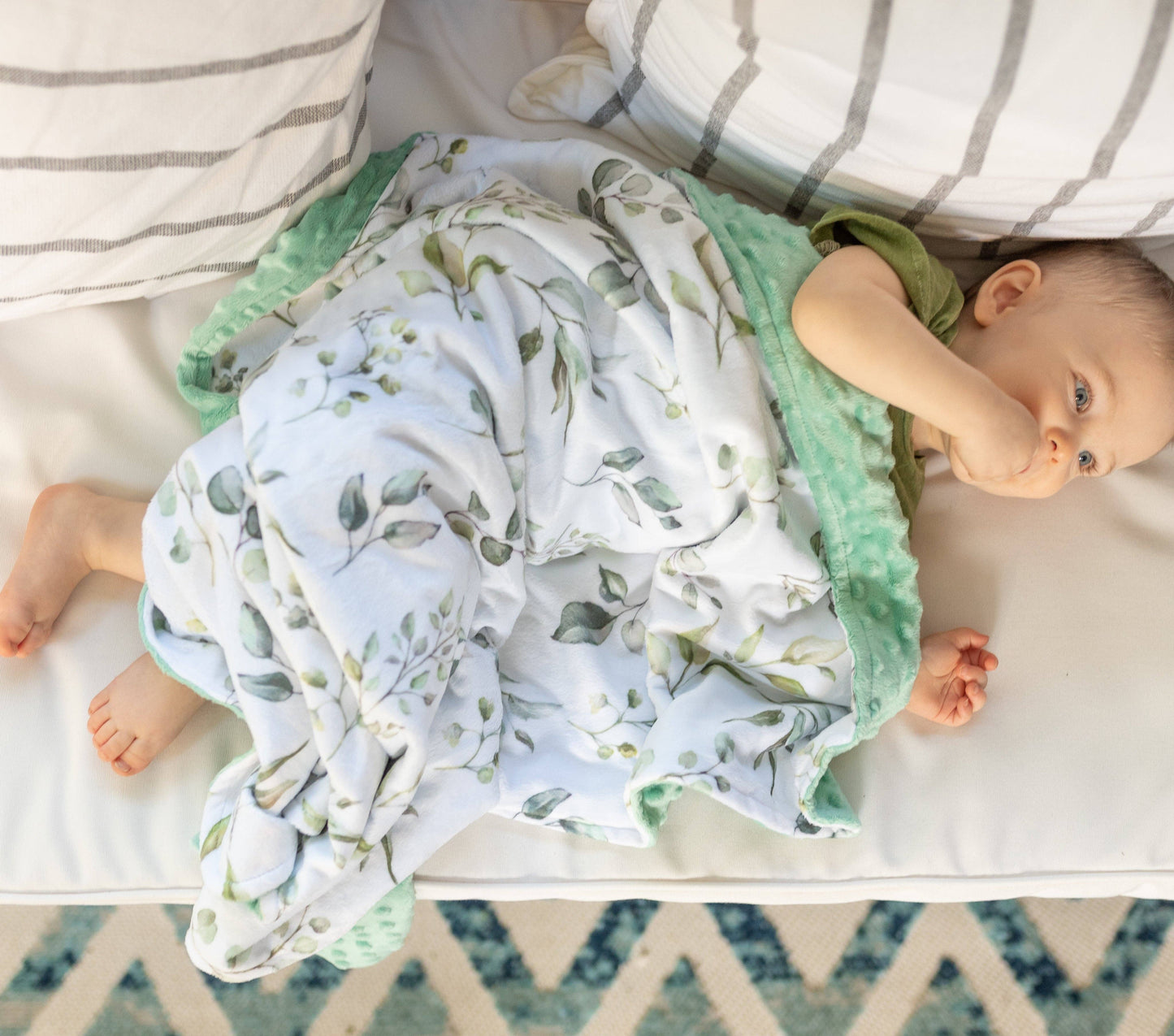 Honey Lemonade - Premium Baby & Toddler Minky Blanket - Eucalyptus Greenery