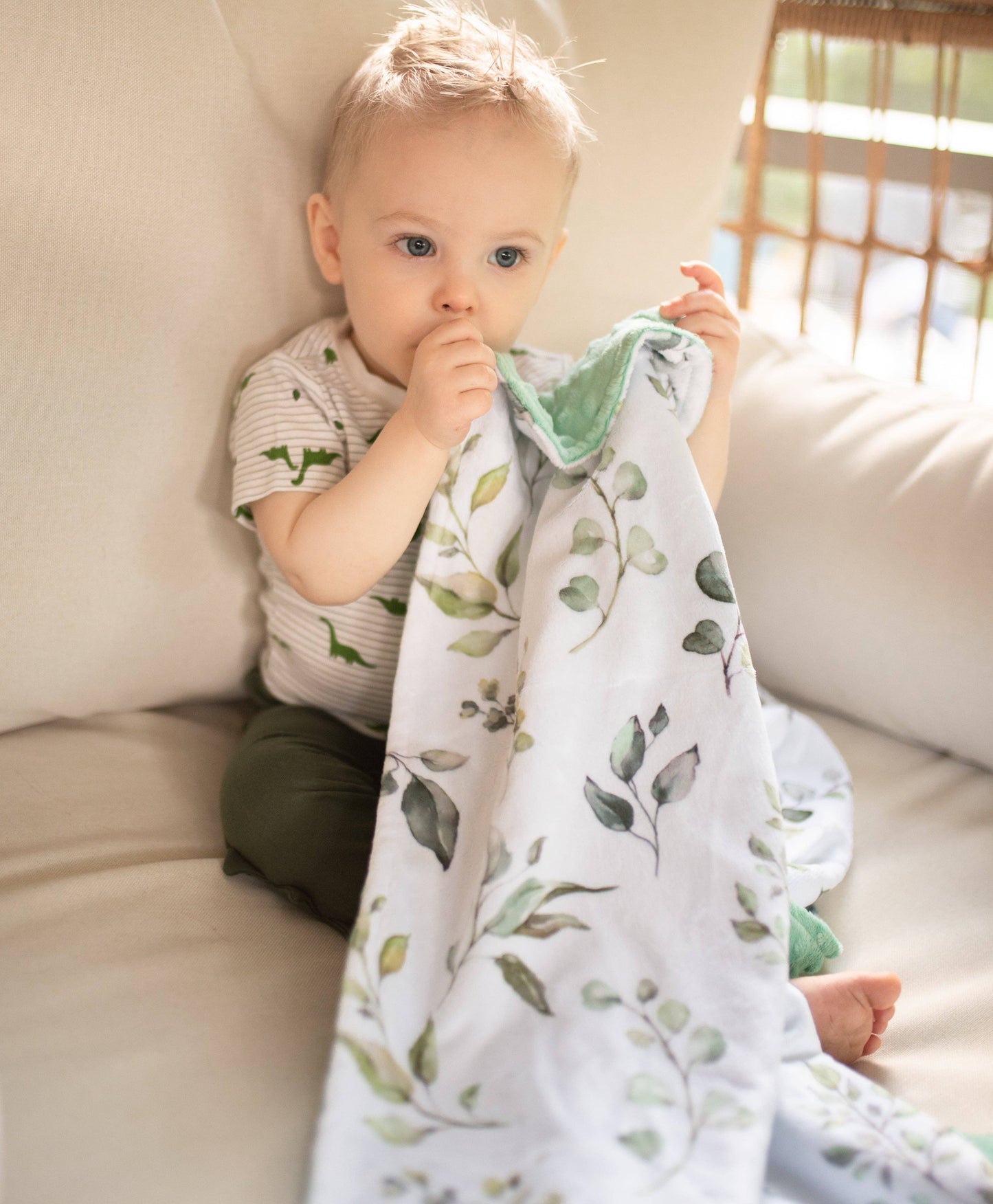 Honey Lemonade - Premium Baby & Toddler Minky Blanket - Eucalyptus Greenery