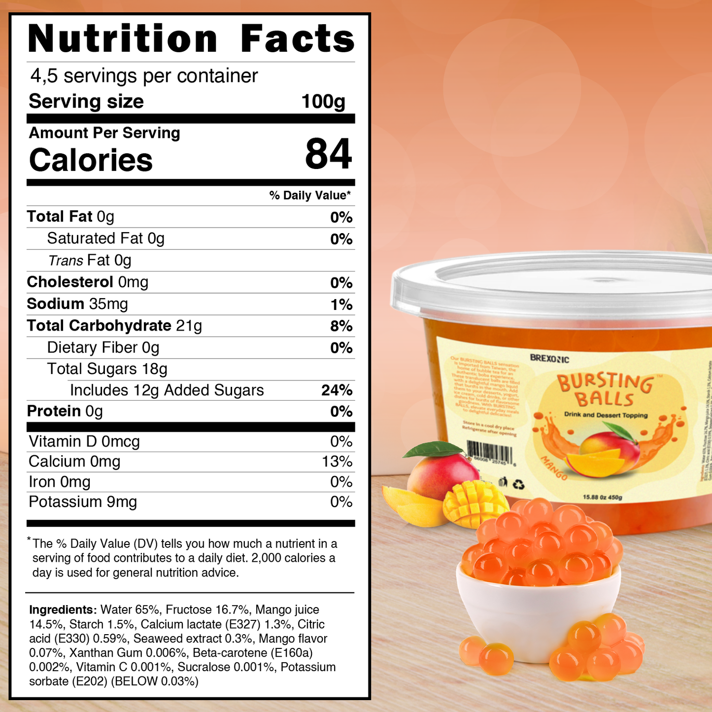 Syruvia - 1 LB Mango Flavored Popping Boba
