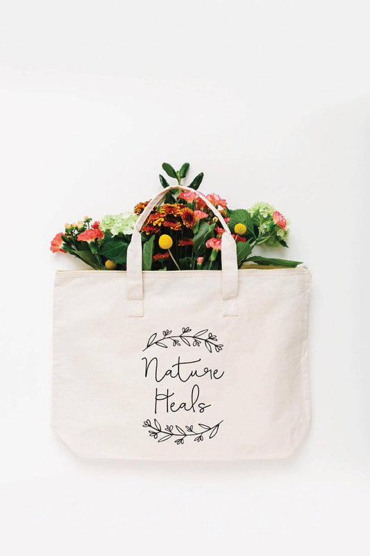 Nature Supply Co - Nature Heals Tote Bag - Choose Size and Color - SMALL CREAM