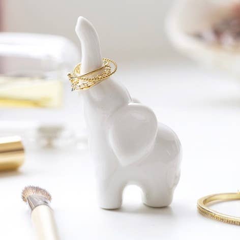 Lisa Angel - White Ceramic Elephant Ring Holder